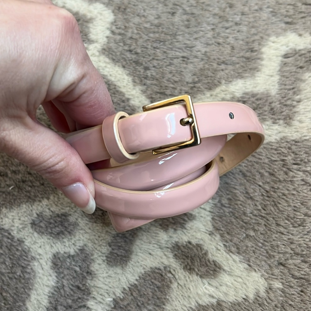 J. Crew Blush patent leather skinny belt